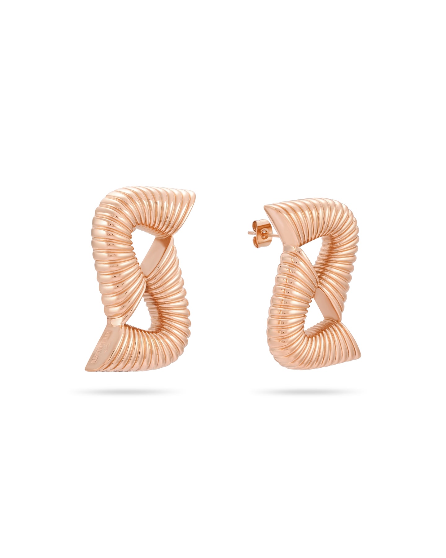 Double Ripple Earrings - Rose Gold